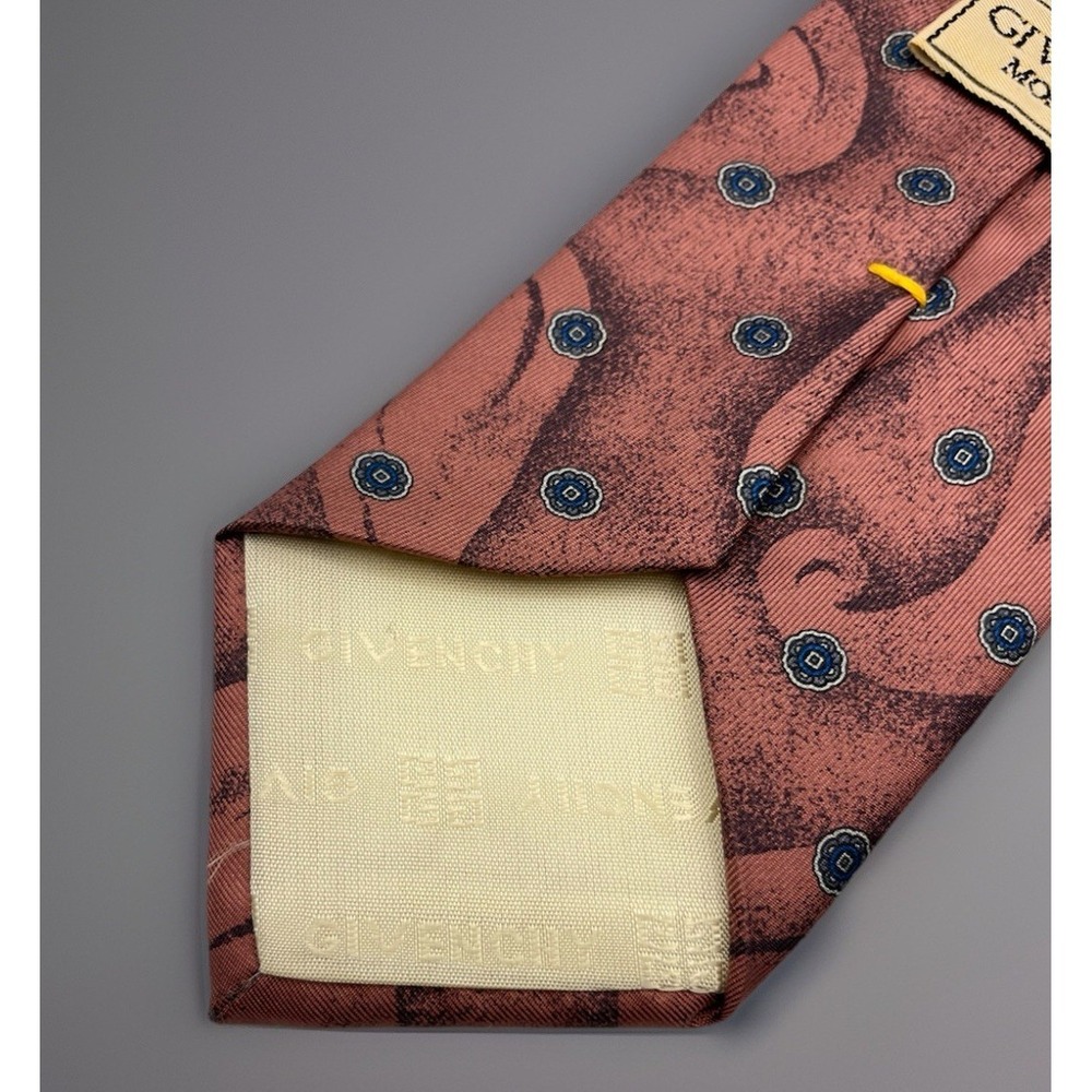 VTG Givenchy Monsieur Made In Italy Paisley Abstract Floral Silk Tie 60in Long - Picture 5 of 7